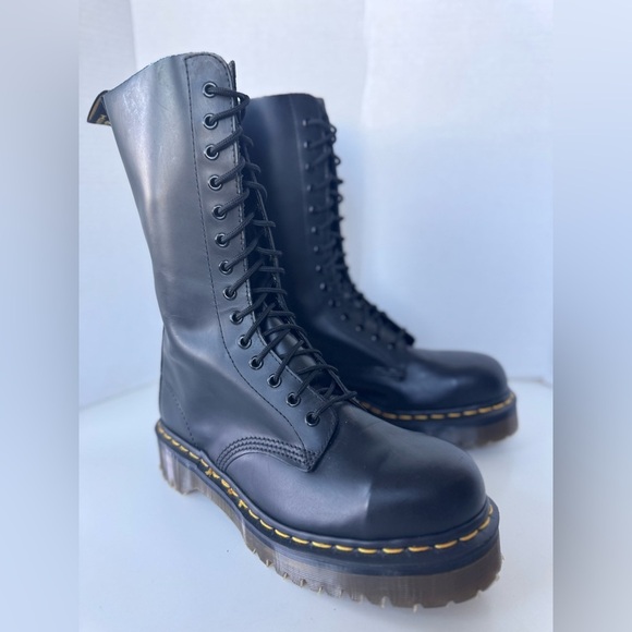 vintage 90s Dr Martens 14 eyelet steel toe platform combat boots england *flaws - Picture 10 of 16